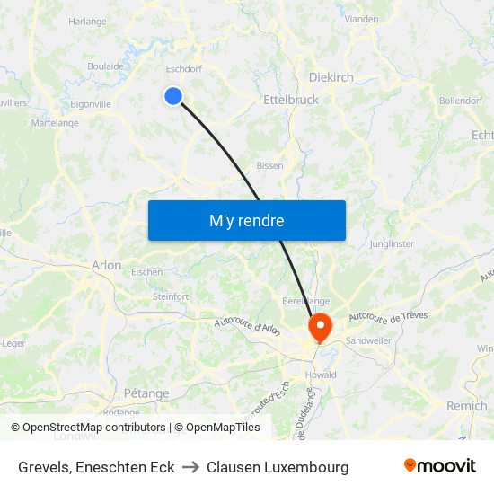 Grevels, Eneschten Eck to Clausen Luxembourg map