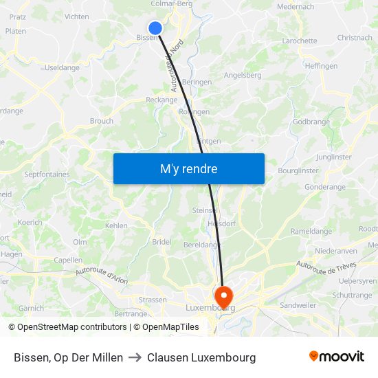 Bissen, Op Der Millen to Clausen Luxembourg map