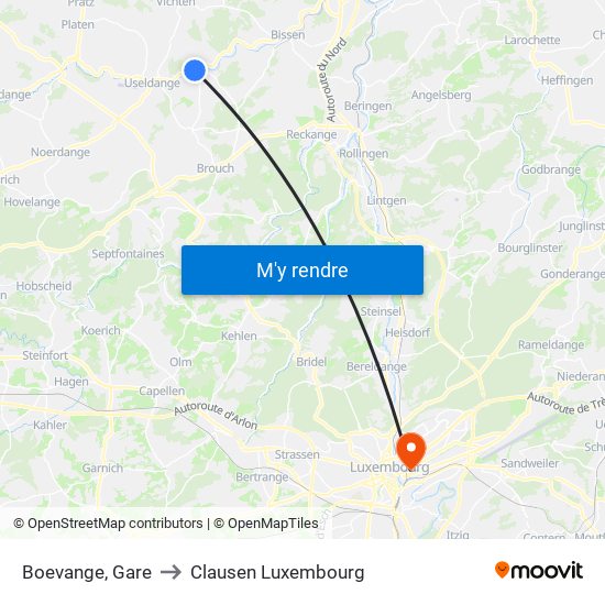 Boevange, Gare to Clausen Luxembourg map