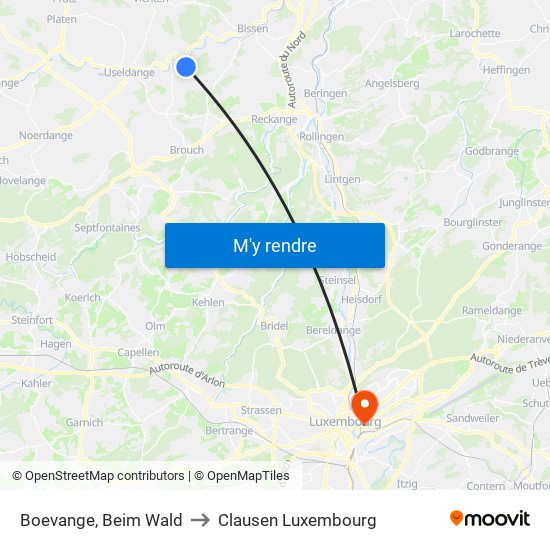 Boevange, Beim Wald to Clausen Luxembourg map