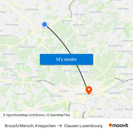 Brouch/Mersch, Kneppchen to Clausen Luxembourg map