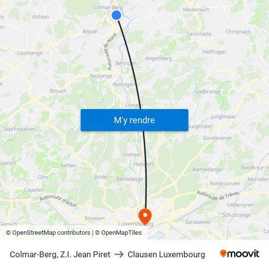 Colmar-Berg, Z.I. Jean Piret to Clausen Luxembourg map