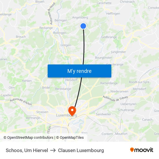 Schoos, Um Hiervel to Clausen Luxembourg map