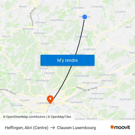 Heffingen, Abri (Centre) to Clausen Luxembourg map