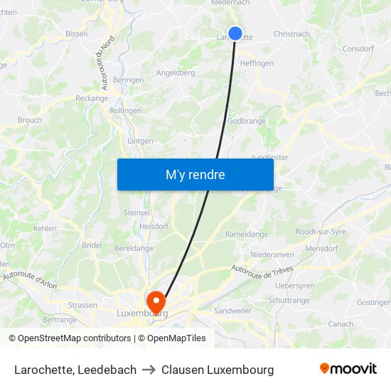 Larochette, Leedebach to Clausen Luxembourg map