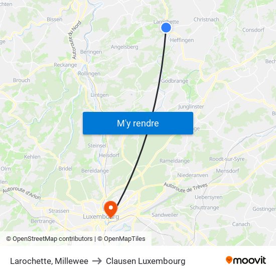 Larochette, Millewee to Clausen Luxembourg map