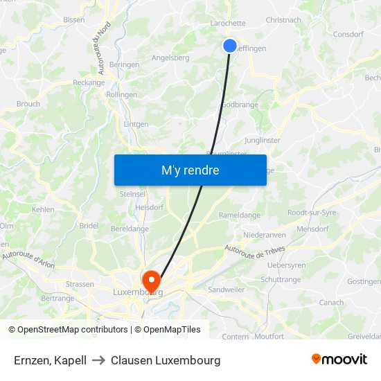 Ernzen, Kapell to Clausen Luxembourg map