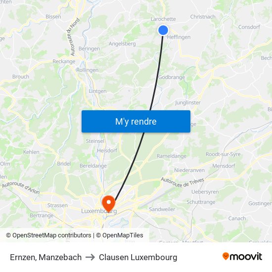 Ernzen, Manzebach to Clausen Luxembourg map