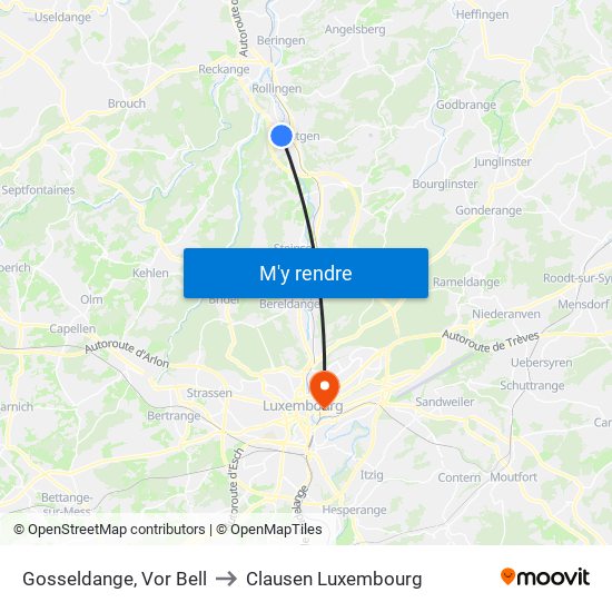 Gosseldange, Vor Bell to Clausen Luxembourg map