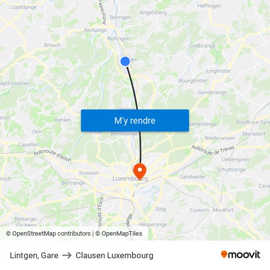 Lintgen, Gare to Clausen Luxembourg map