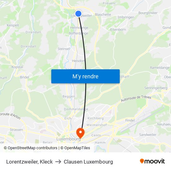 Lorentzweiler, Kleck to Clausen Luxembourg map