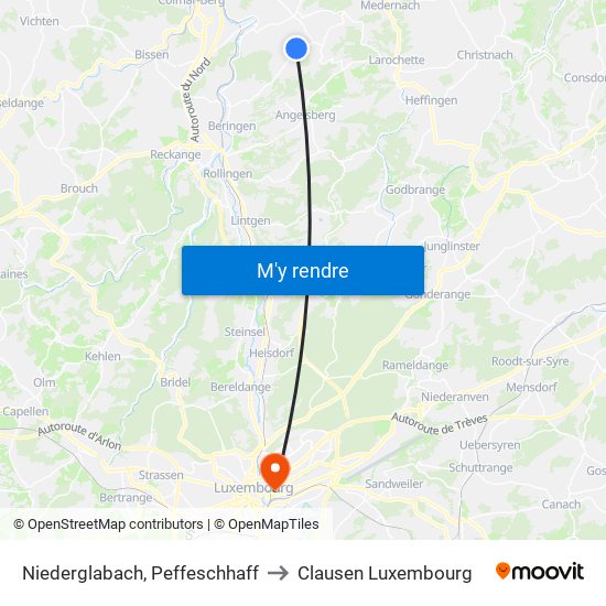 Niederglabach, Peffeschhaff to Clausen Luxembourg map