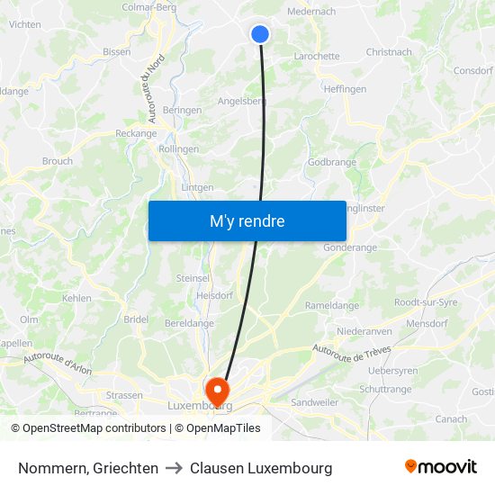 Nommern, Griechten to Clausen Luxembourg map