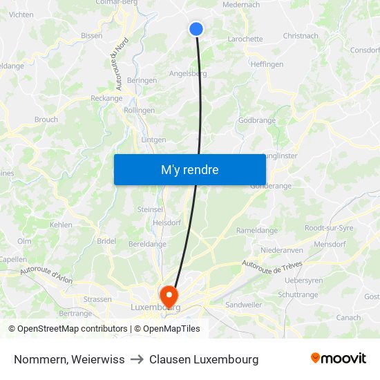Nommern, Weierwiss to Clausen Luxembourg map
