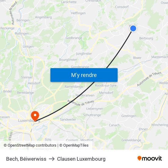 Bech, Béiwerwiss to Clausen Luxembourg map