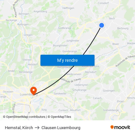 Hemstal, Kiirch to Clausen Luxembourg map