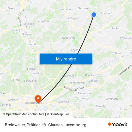Breidweiler, Präitler to Clausen Luxembourg map