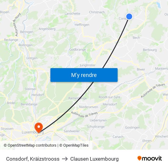 Consdorf, Kräizstrooss to Clausen Luxembourg map