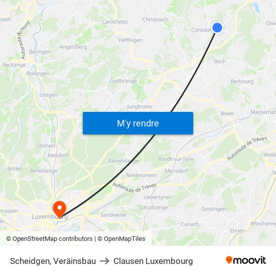 Scheidgen, Veräinsbau to Clausen Luxembourg map