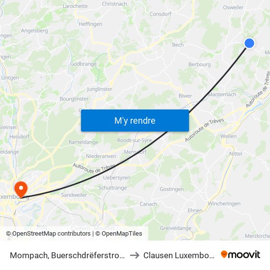 Mompach, Buerschdrëferstrooss to Clausen Luxembourg map