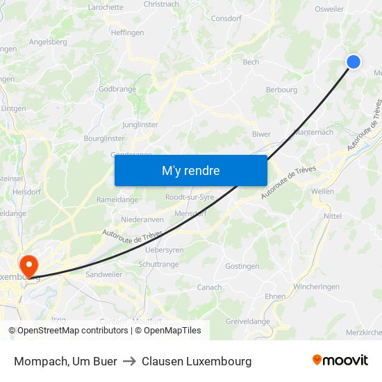 Mompach, Um Buer to Clausen Luxembourg map