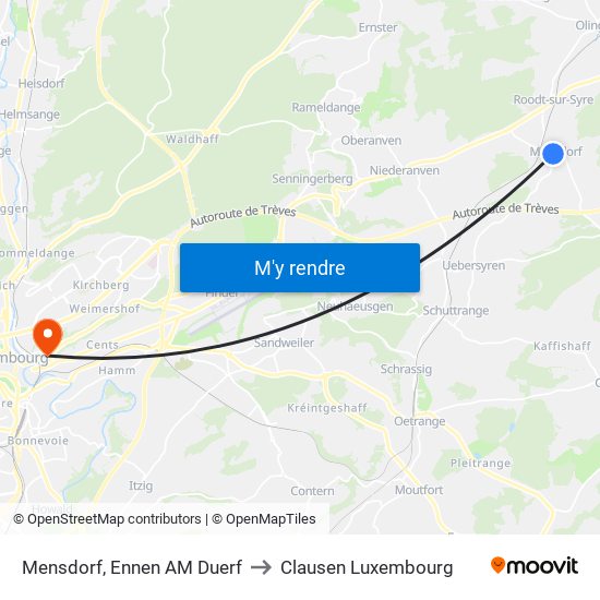 Mensdorf, Ennen AM Duerf to Clausen Luxembourg map