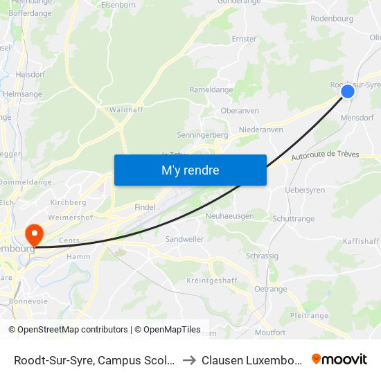 Roodt-Sur-Syre, Campus Scolaire to Clausen Luxembourg map