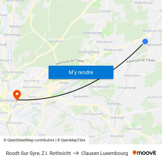 Roodt-Sur-Syre, Z.I. Rothoicht to Clausen Luxembourg map