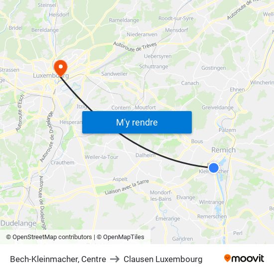 Bech-Kleinmacher, Centre to Clausen Luxembourg map