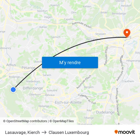 Lasauvage, Kierch to Clausen Luxembourg map