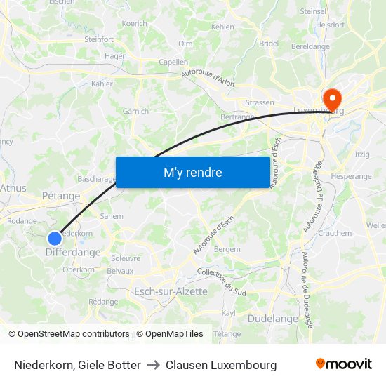 Niederkorn, Giele Botter to Clausen Luxembourg map
