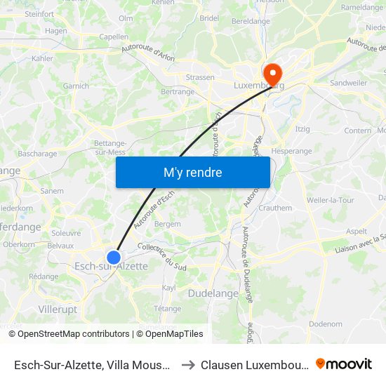 Esch-Sur-Alzette, Villa Mousset to Clausen Luxembourg map