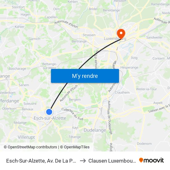 Esch-Sur-Alzette, Av. De La Paix to Clausen Luxembourg map