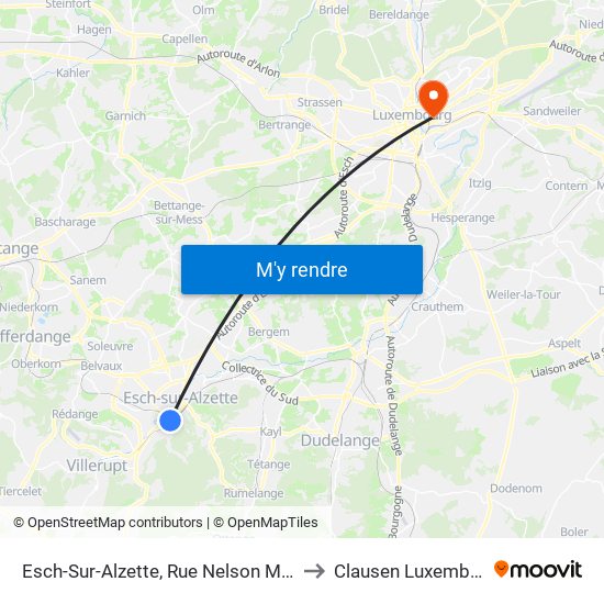 Esch-Sur-Alzette, Rue Nelson Mandela to Clausen Luxembourg map