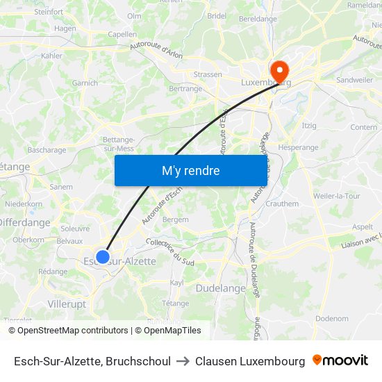 Esch-Sur-Alzette, Bruchschoul to Clausen Luxembourg map