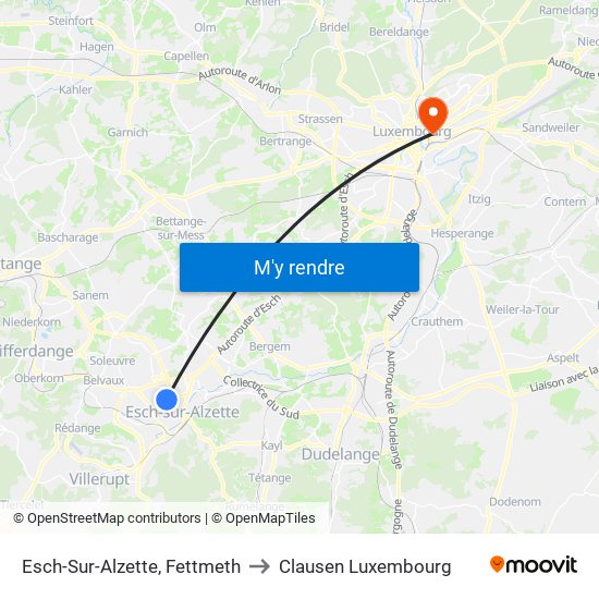 Esch-Sur-Alzette, Fettmeth to Clausen Luxembourg map