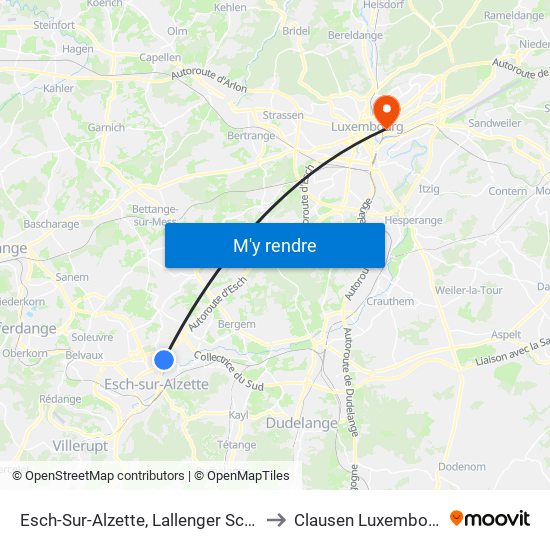 Esch-Sur-Alzette, Lallenger Schoul to Clausen Luxembourg map