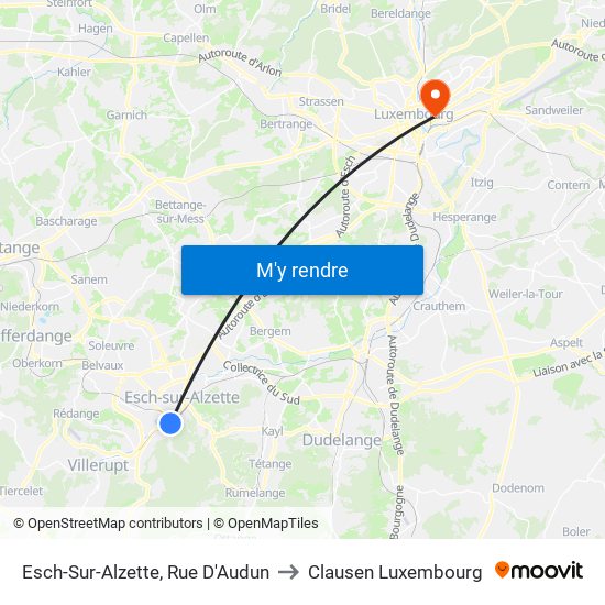Esch-Sur-Alzette, Rue D'Audun to Clausen Luxembourg map