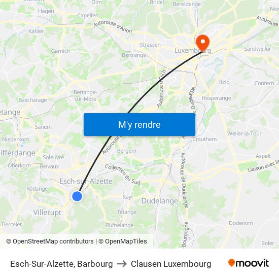 Esch-Sur-Alzette, Barbourg to Clausen Luxembourg map