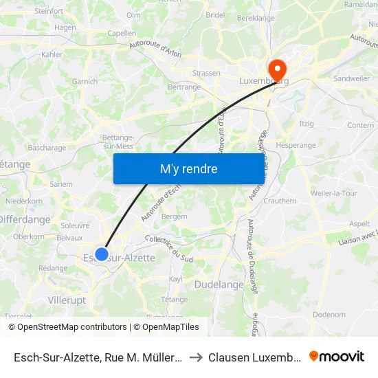 Esch-Sur-Alzette, Rue M. Müller-Tesch to Clausen Luxembourg map