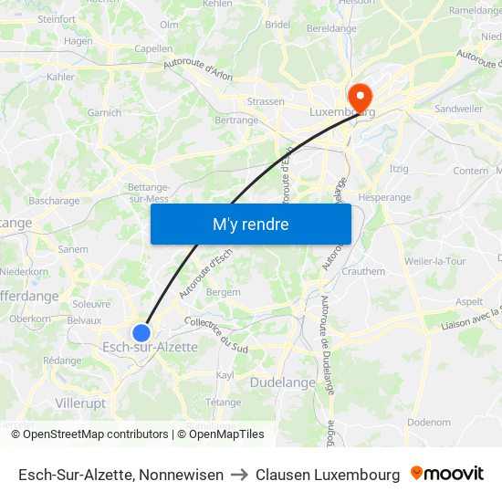 Esch-Sur-Alzette, Nonnewisen to Clausen Luxembourg map