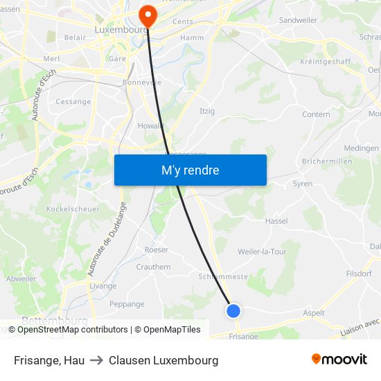 Frisange, Hau to Clausen Luxembourg map