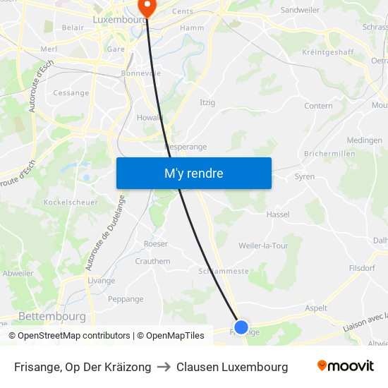 Frisange, Op Der Kräizong to Clausen Luxembourg map