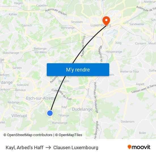 Kayl, Arbed's Haff to Clausen Luxembourg map