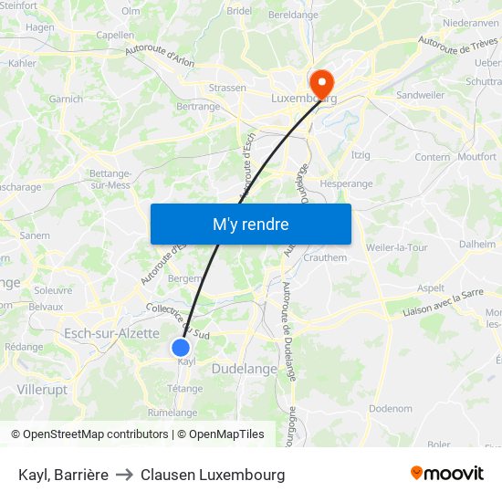 Kayl, Barrière to Clausen Luxembourg map