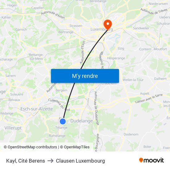 Kayl, Cité Berens to Clausen Luxembourg map
