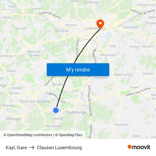 Kayl, Gare to Clausen Luxembourg map