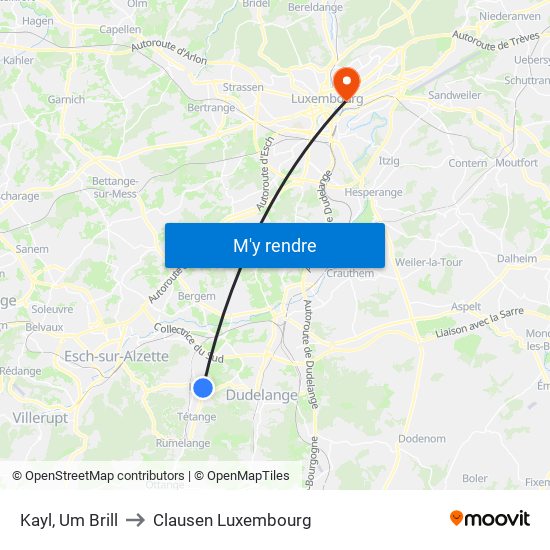 Kayl, Um Brill to Clausen Luxembourg map