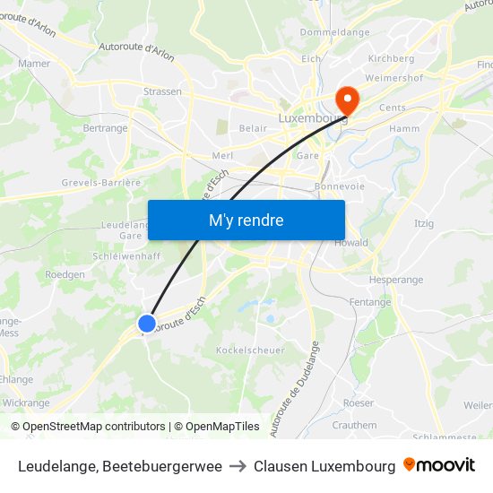 Leudelange, Beetebuergerwee to Clausen Luxembourg map