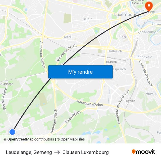 Leudelange, Gemeng to Clausen Luxembourg map